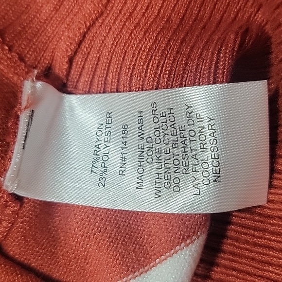 89th & Madison Size 2X Burnt Orange & White V-Stripe Dolman Sleeve Sweater, NEW - Picture 12 of 13